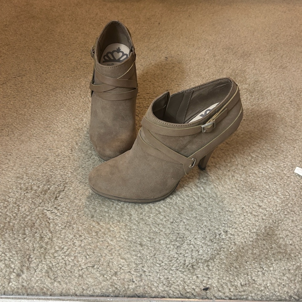 Fergalicious Taupe Heeled Ankle Boots